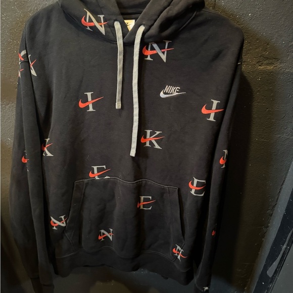 Women’s Nike Sportwear Black Hoodie with Red and White Nike Swooshes - Picture 1 of 4